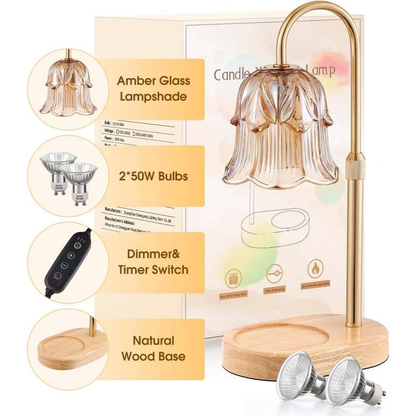 Vintage Flower Candle Warmer Lamp — Timer & Brightness Control