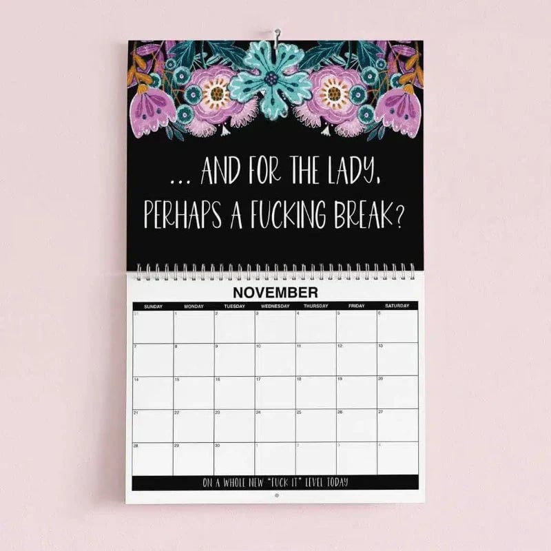 🌸🗓️ 2027 Funny Swear Word Wall Calendar – 'F*ck It' Floral Calendar for Tired-Ass Women 😂✨