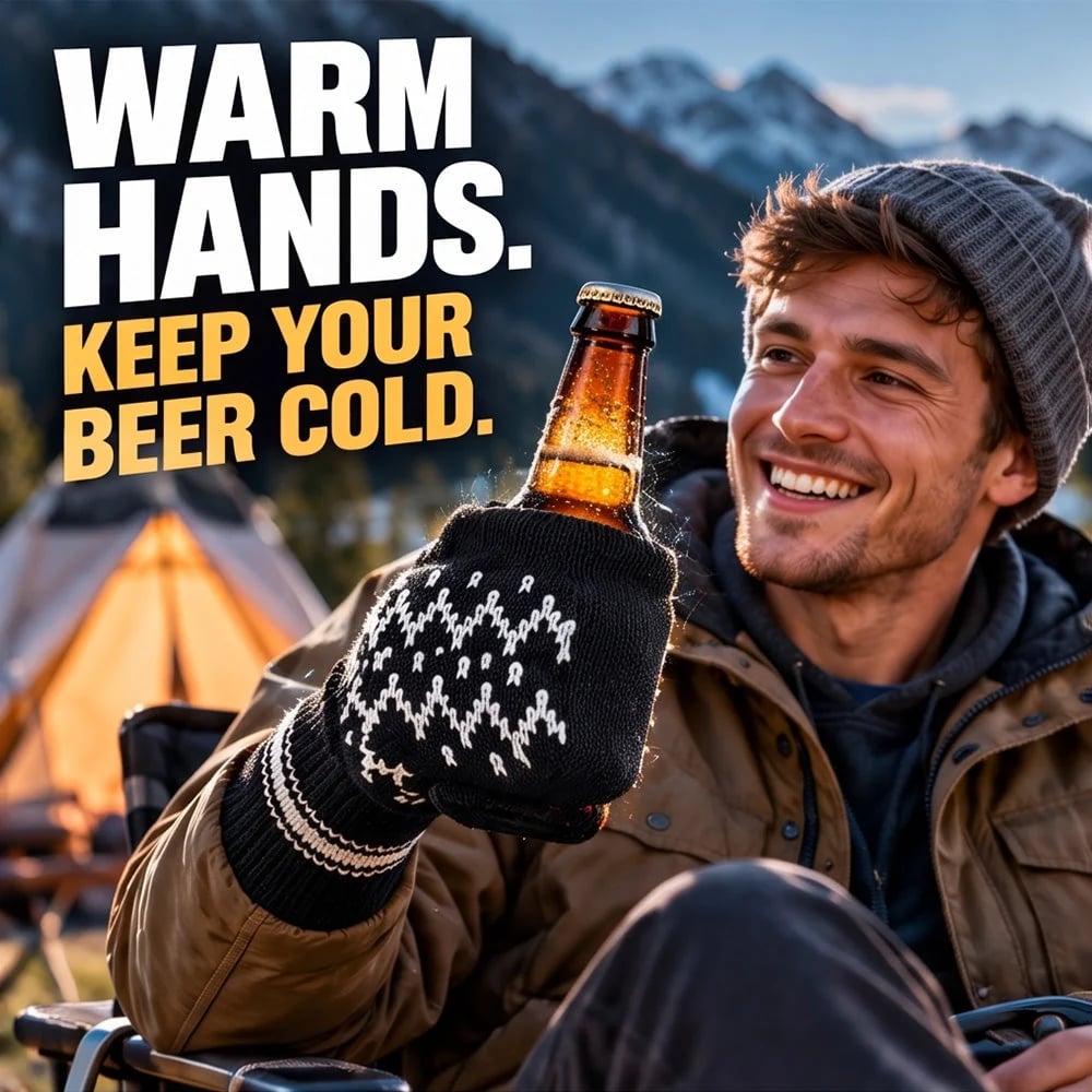 🏆Limited Time Sale 49% OFF⚡❄️Winter Knit Beer Bottle Gloves｜Striped Drink Cooler Sleeve🍻