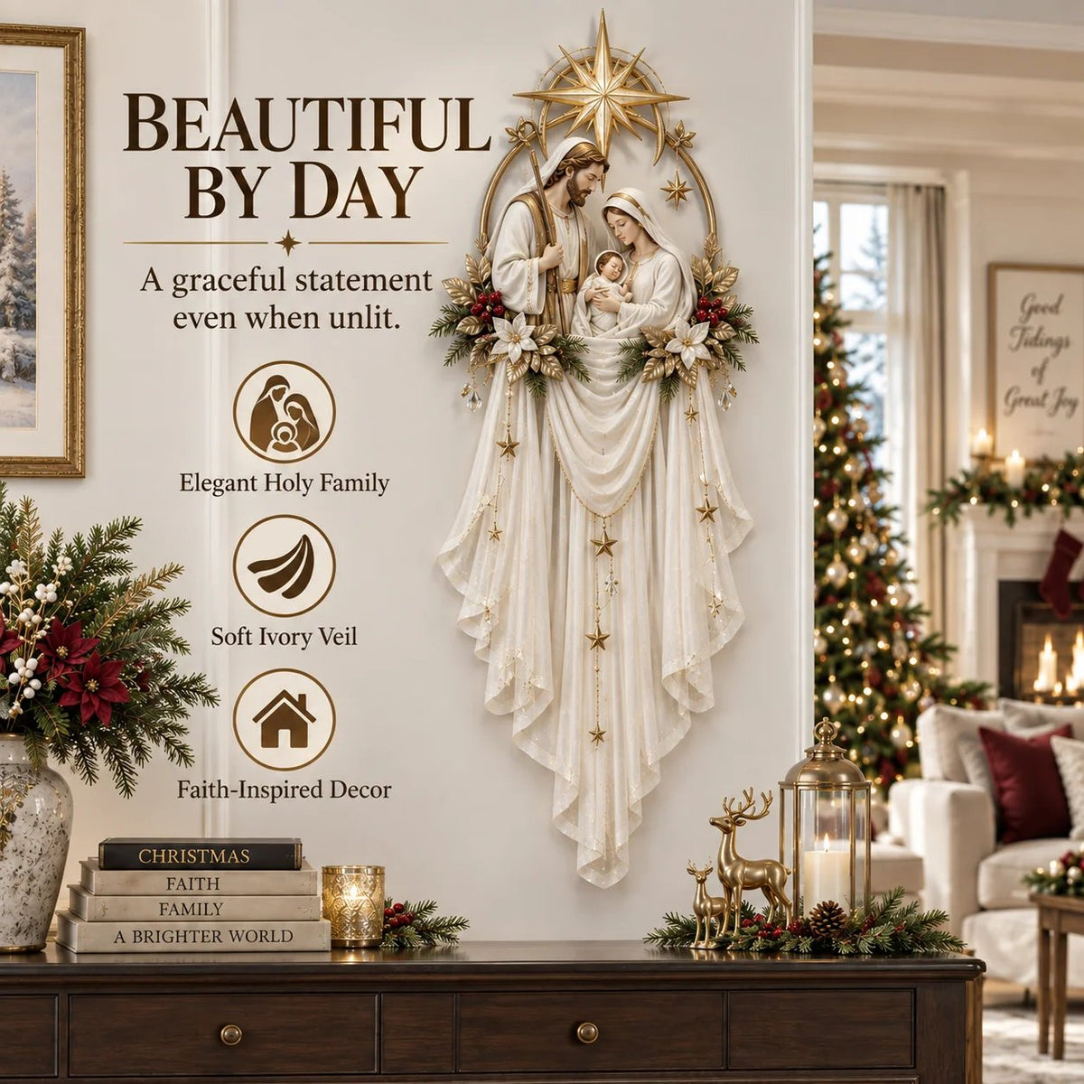 ✨49% OFF Today | Holy Family Star Veil – Meaningful Christmas Wall Decor