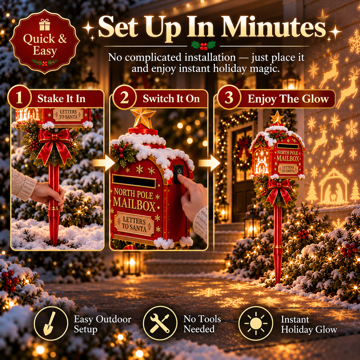 Santa’s North Pole Mailbox Christmas Projection Light