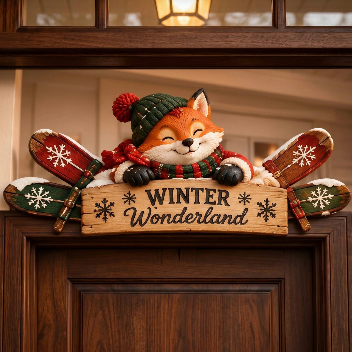 🎄🏔️ Rustic Winter Mountain Cabin Door Frame Decor