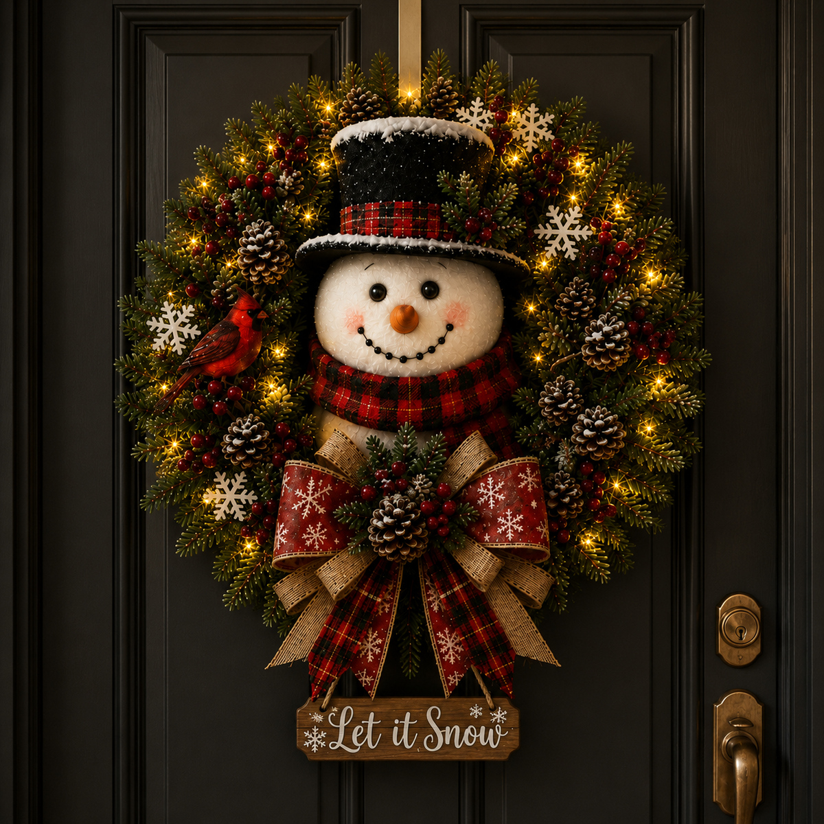 ✨✨Hot Sale 40% OFF⛄ Pre-Lit Snowman Christmas Wreath –  Bring Holiday Cheer to Every Door