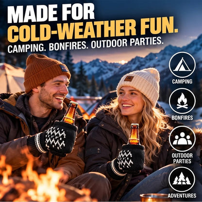 🏆Limited Time Sale 49% OFF⚡❄️Winter Knit Beer Bottle Gloves｜Striped Drink Cooler Sleeve🍻