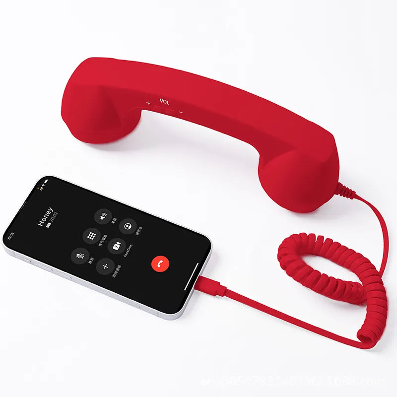 Retro Type-C Wired Phone Handset with Mic & Volume Control