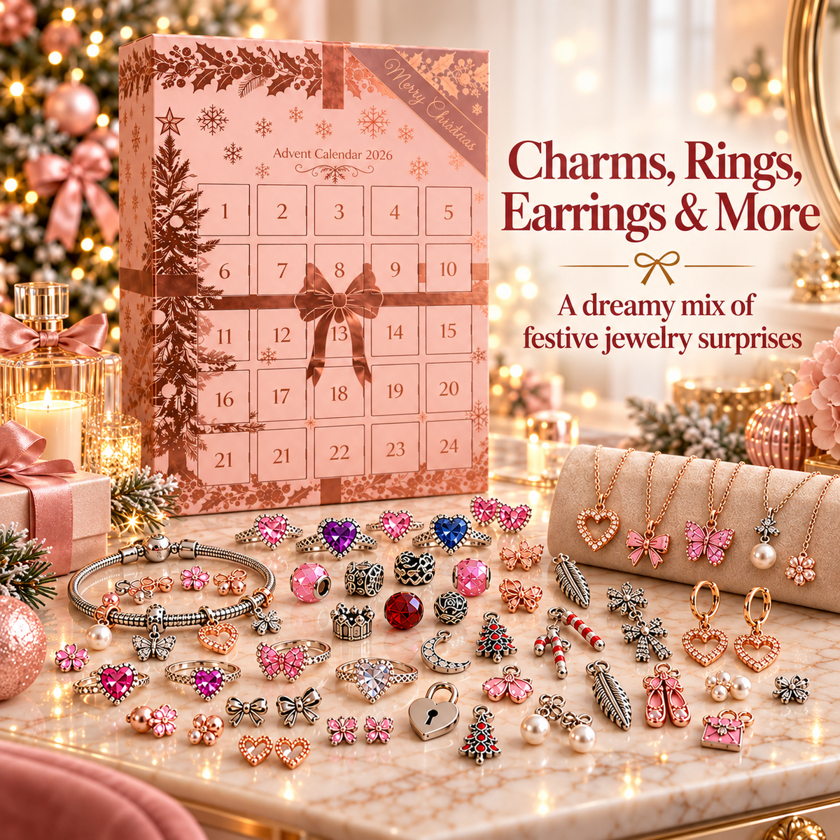 🎀 24-Day Jewelry Advent Calendar – Daily Mystery Charms & Holiday Surprises ✨🎄 6