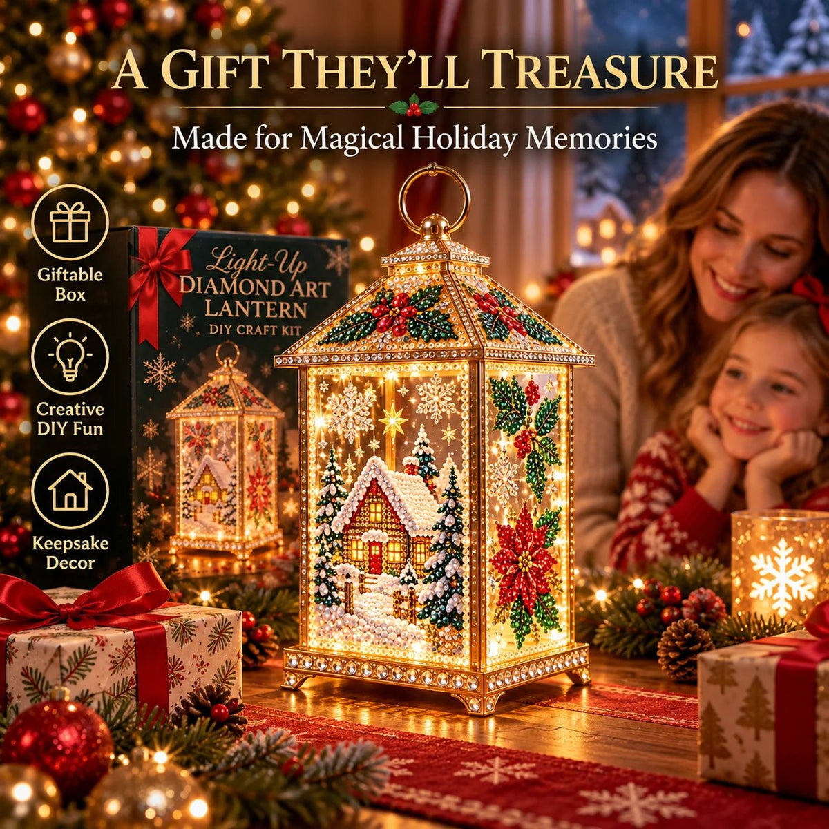 ✨ Christmas Glow™ — DIY Light-Up Diamond Art Lantern