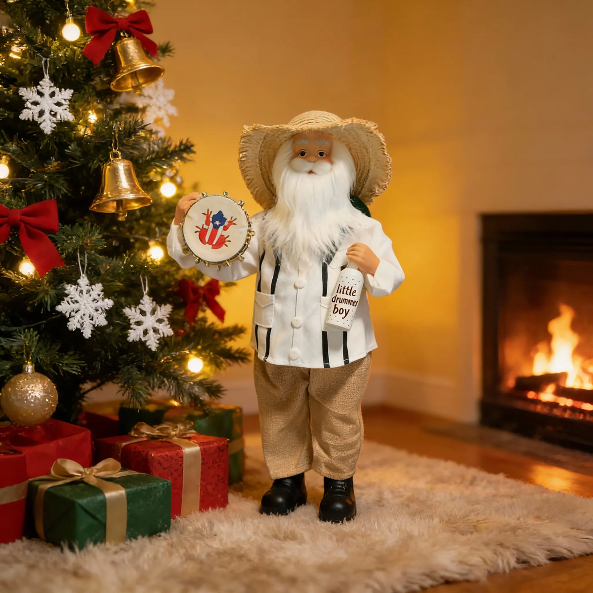 🎅Puerto Rican Santa Claus – Coquito & Tambor Holiday Decor🎶