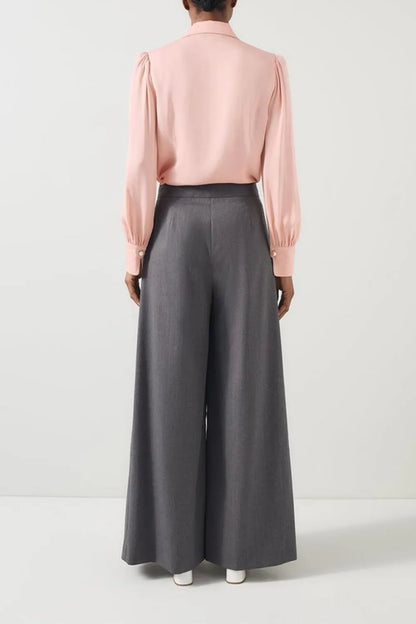 Light Pink Long Sleeve Button Down Silk Blouse