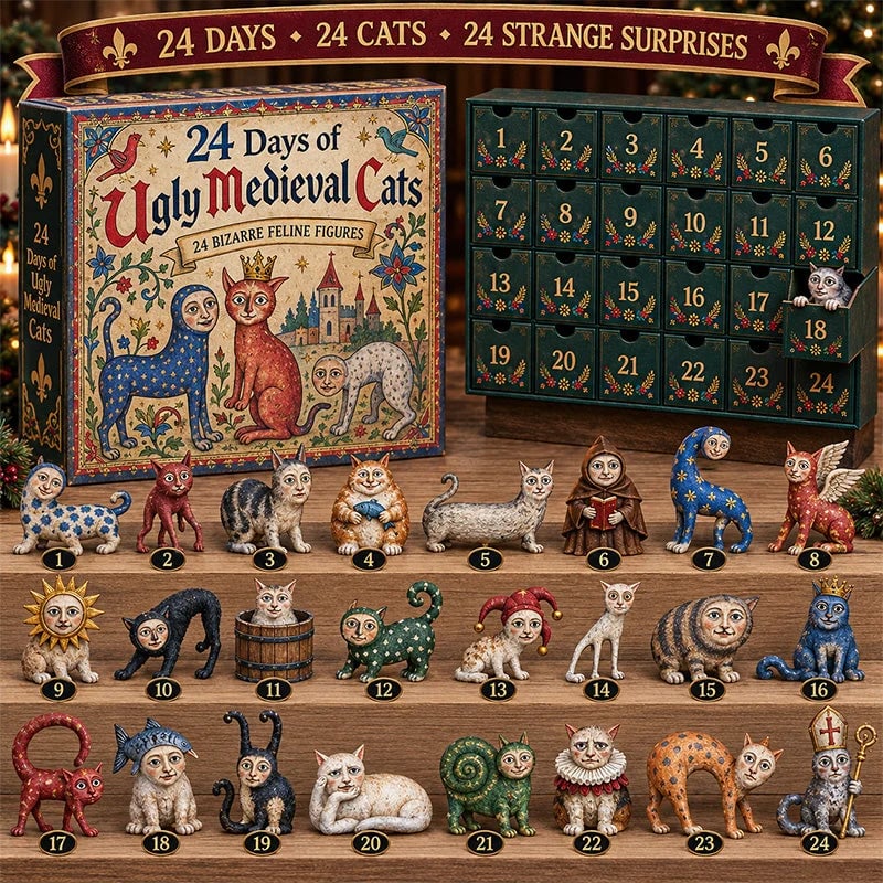 🎁 24 Days of Ugly Medieval Cats – Hilariously Weird Cat Advent Calendar 2026