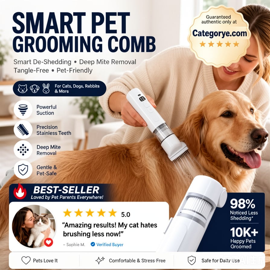 ⏰LIMITED TIME PRICE & FREE SHIPPING🔥Electric Pet Grooming Comb🐕Keep your furry friends away from mites, fleas and tangled fur！