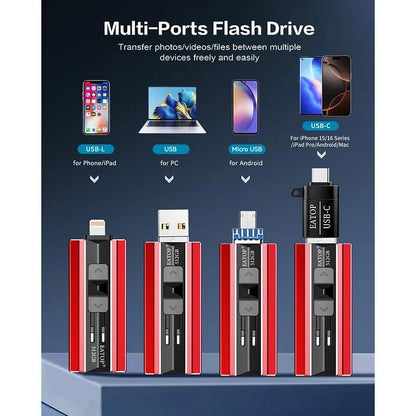 💥LAST DAY SALE 49% OFF-Flash Drive Intended for iPhone iPad, Memory Stick Storage for Photos and Videos Backup, Compatible with iPhone iPad Android PC, Plug and Play