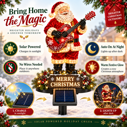 🔥50% Off Last Day✨🎅 Light-Up Guitar Santa Christmas Yard Decoration🎸 – Festive Outdoor Holiday Display 🎄✨