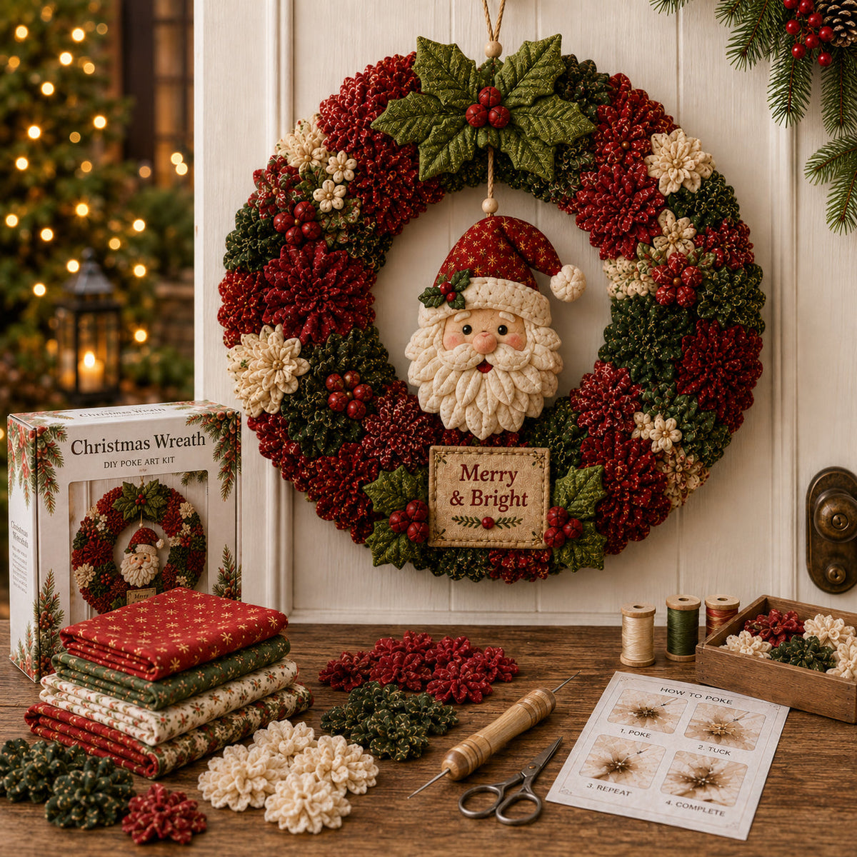 🔥 SPECIAL OFFER |🎄DIY Poke Art Kit - Fabric Poke Wreath