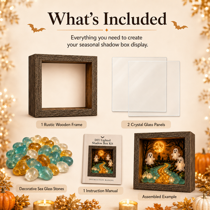🎃DIY Lighted Halloween Shadow Box Kit – Warm LED Fall Decor & Easy Seasonal Craft