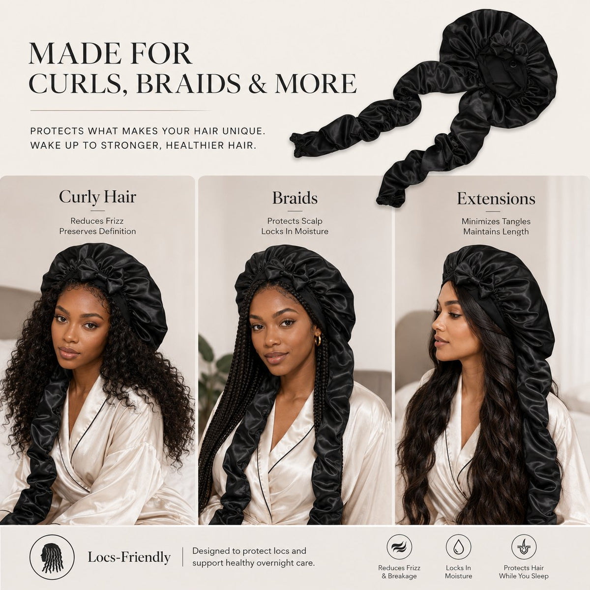 BUY 1 GET 1 FREE🔥 Silk Bonnet for Long Curly Hair