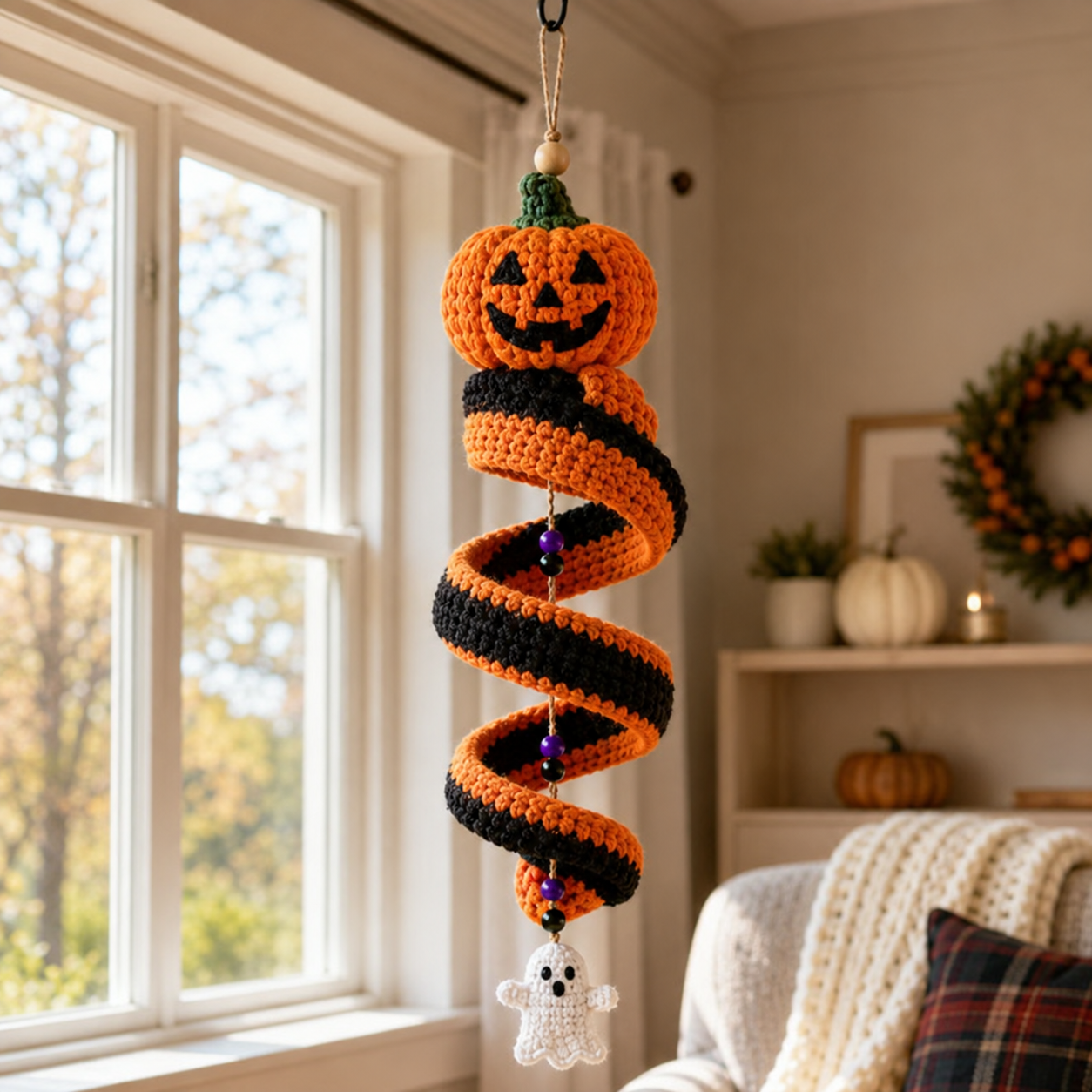 ☃️ Crochet Snowman Spiral Ornament DIY Kit | Complete Beginner-Friendly Set with Soft Yarn, Crochet Hook, Festive Beads, Snowflakes & Step-by-Step Guide 🧶🎄✨