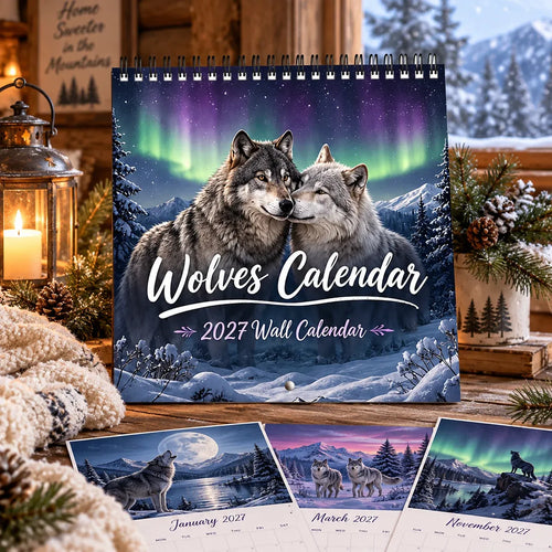 Wolves Calendar 2027 – Northern Lights Wall Calendar