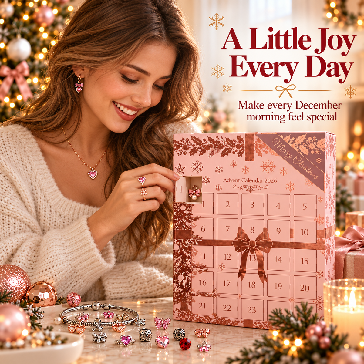 🎀 24-Day Jewelry Advent Calendar – Daily Mystery Charms & Holiday Surprises ✨🎄 8