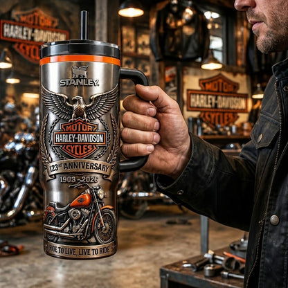 1903–2026 Motorcycle Heritage Anniversary Tumbler – product view 3