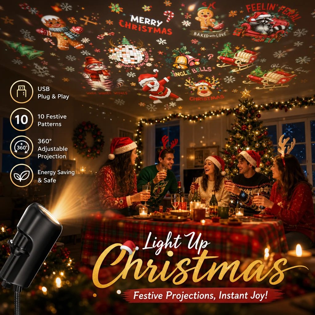 ✨Plug-&-Play HD Christmas Projector – 6 or 10 Festive Scenes(📦Buy 3 Free Shipping)