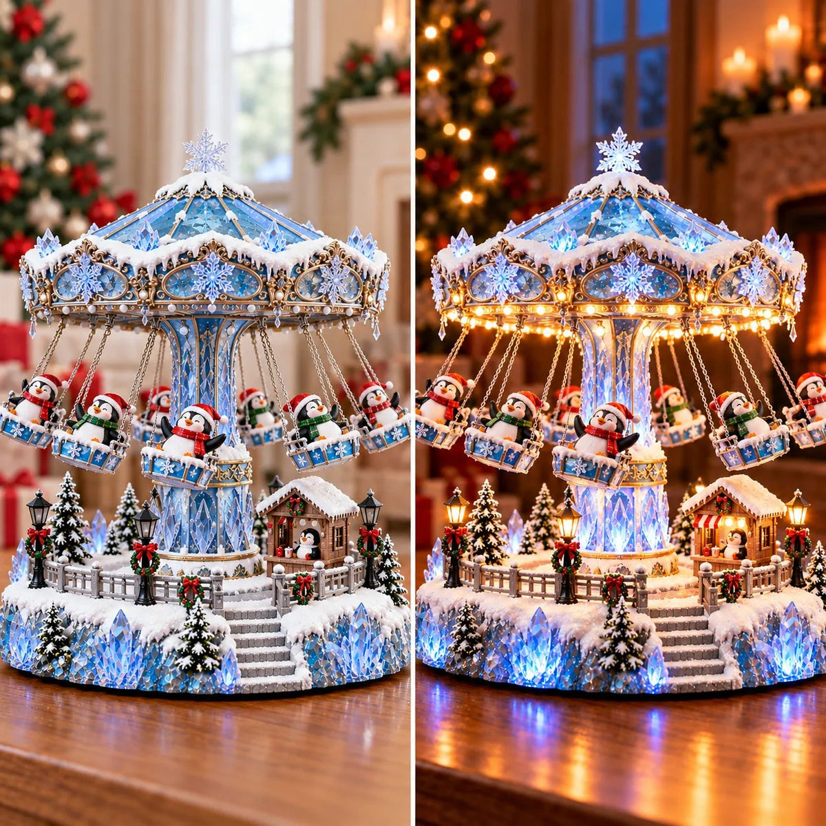 Penguin Winter Swing Carnival – Lighted Rotating Decoration – product view 4