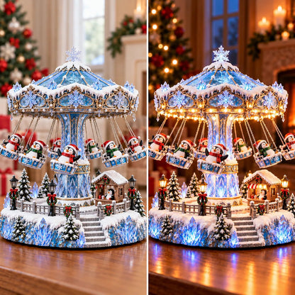 Penguin Winter Swing Carnival – Lighted Rotating Decoration – product view 4