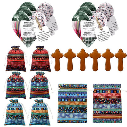 🎁🙏Pocket Prayer Quilt Set | Mini Handmade Prayer Blankets with Cross & Drawstring Bag Christian Gifts✝️