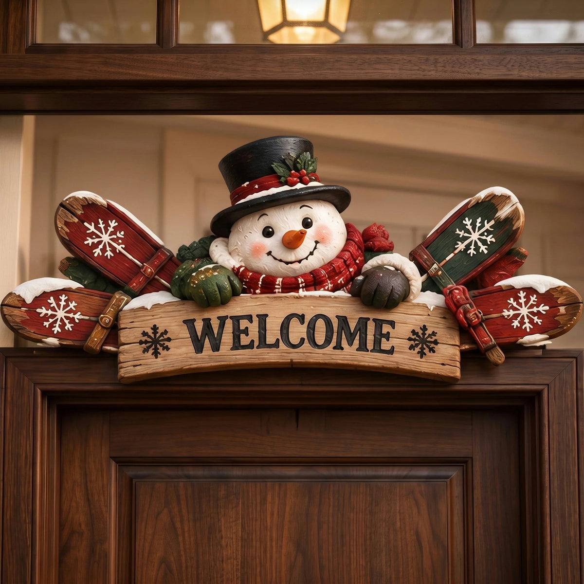 🎄🏔️ Rustic Winter Mountain Cabin Door Frame Decor