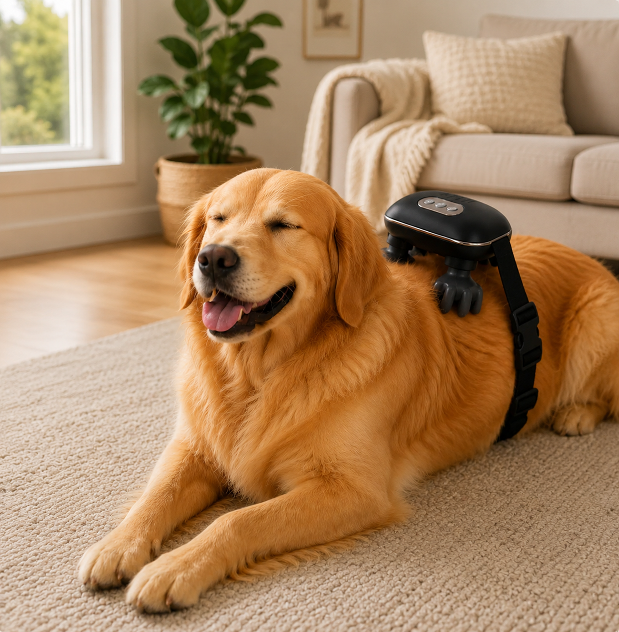 Dog wearing APEXPUL Calming Massager