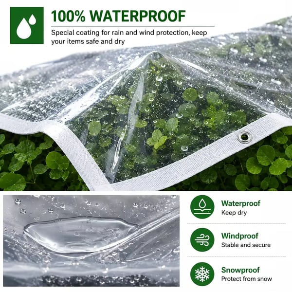 RainShield Pro Transparent Outdoor Tarp with Metal Grommets