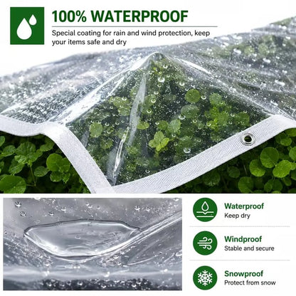 RainShield Pro Transparent Outdoor Tarp with Metal Grommets