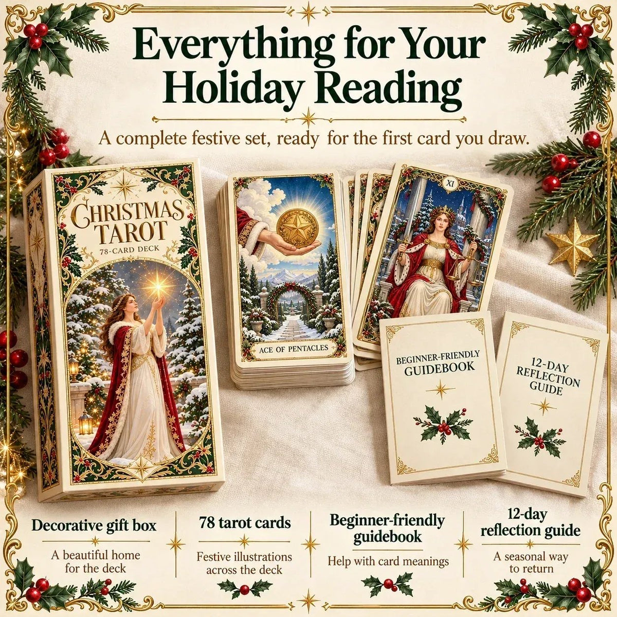 🔮 Yuletide Tarot Deck | 78 Festive Cards & A Guided 12-Day Holiday Ritual