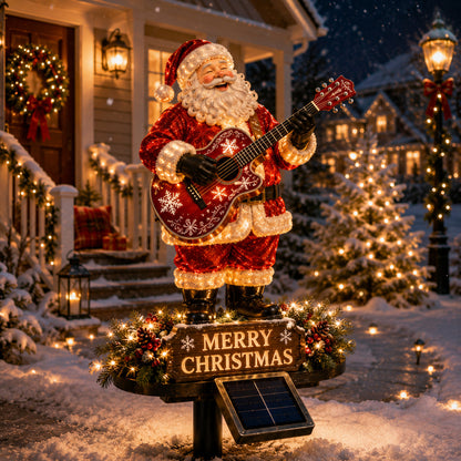 🔥50% Off Last Day✨🎅 Light-Up Guitar Santa Christmas Yard Decoration🎸 – Festive Outdoor Holiday Display 🎄✨