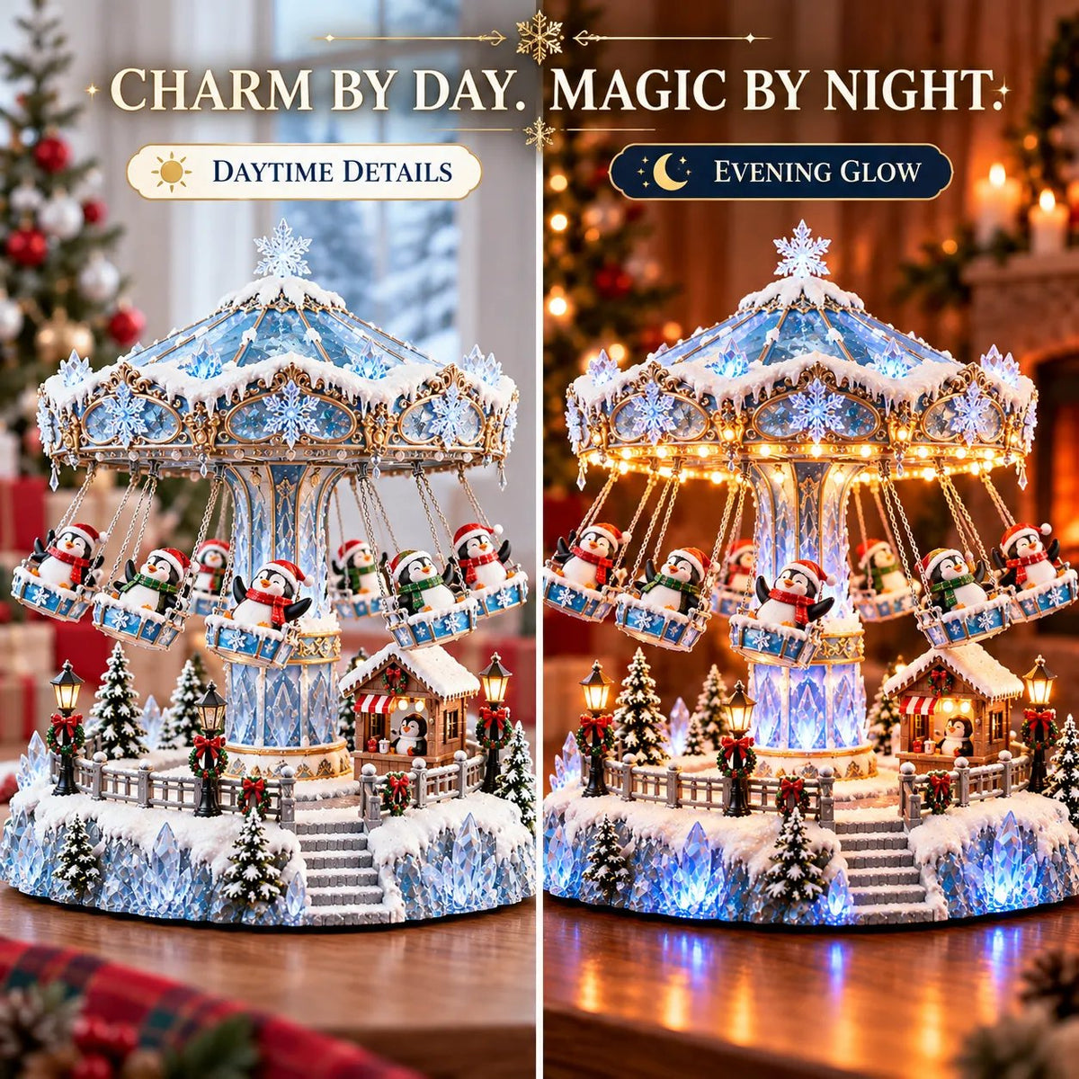 Penguin Winter Swing Carnival – Lighted Rotating Decoration – product view 9