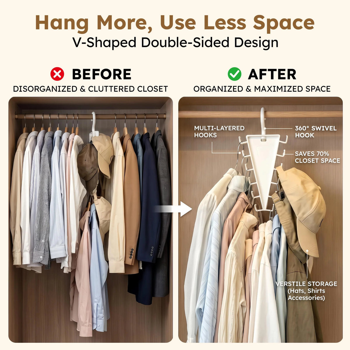 ⏰LAST DAY 50% OFF - V-Shaped Double-Sided Closet Organizer Hanger