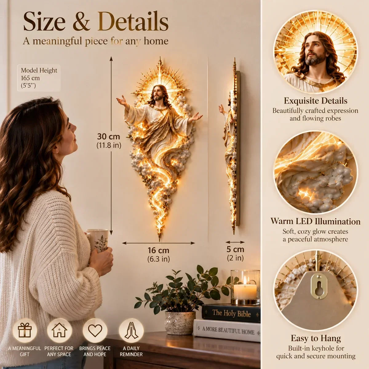 Light of the World Jesus Wall Sculpture