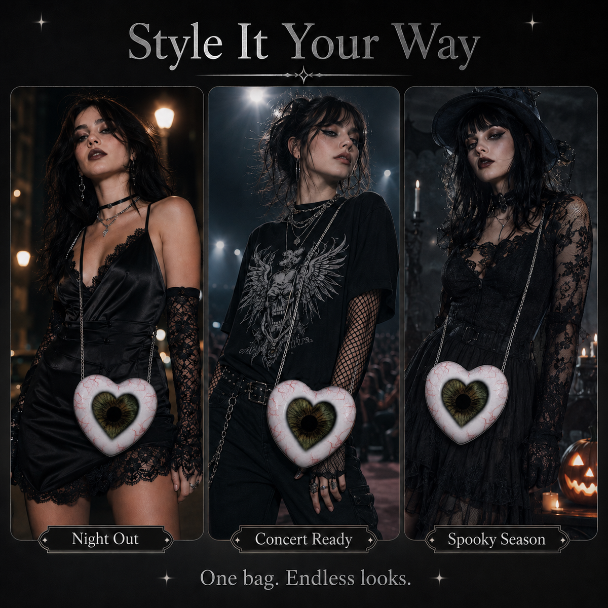 🔥Gothic Heart Eye Statement Crossbody Bag