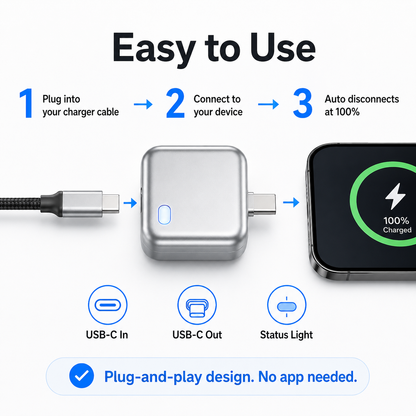 Smart Auto-Disconnect USB-C Charging Adapter – Up to 140W Pass-Through