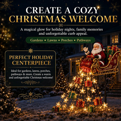 🎅✨ 2026 New Santa’s Flying Sleigh Gift Cascade – Solar Christmas Garden Light