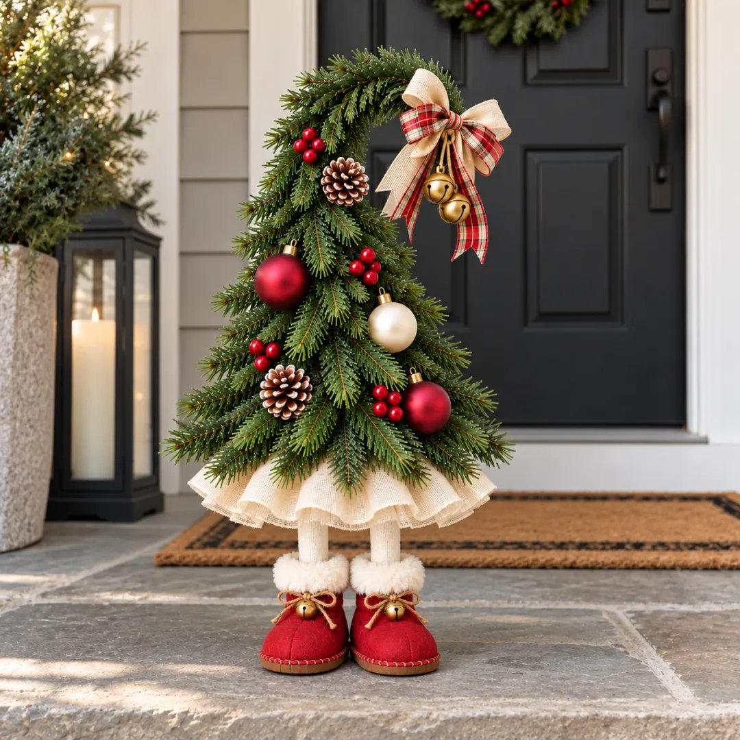Whimsical Christmas Elf Tree Decor with Red Boots