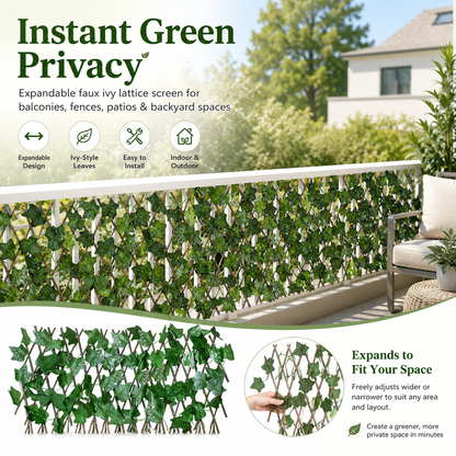 🔥 SPECIAL OFFER |🍃Expandable Ivy Privacy Fence – Retractable Green Lattice Screen for Patio & Garden