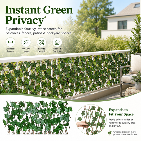 🔥 SPECIAL OFFER |🍃Expandable Ivy Privacy Fence – Retractable Green Lattice Screen for Patio & Garden