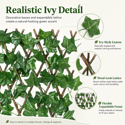 🔥 SPECIAL OFFER |🍃Expandable Ivy Privacy Fence – Retractable Green Lattice Screen for Patio & Garden