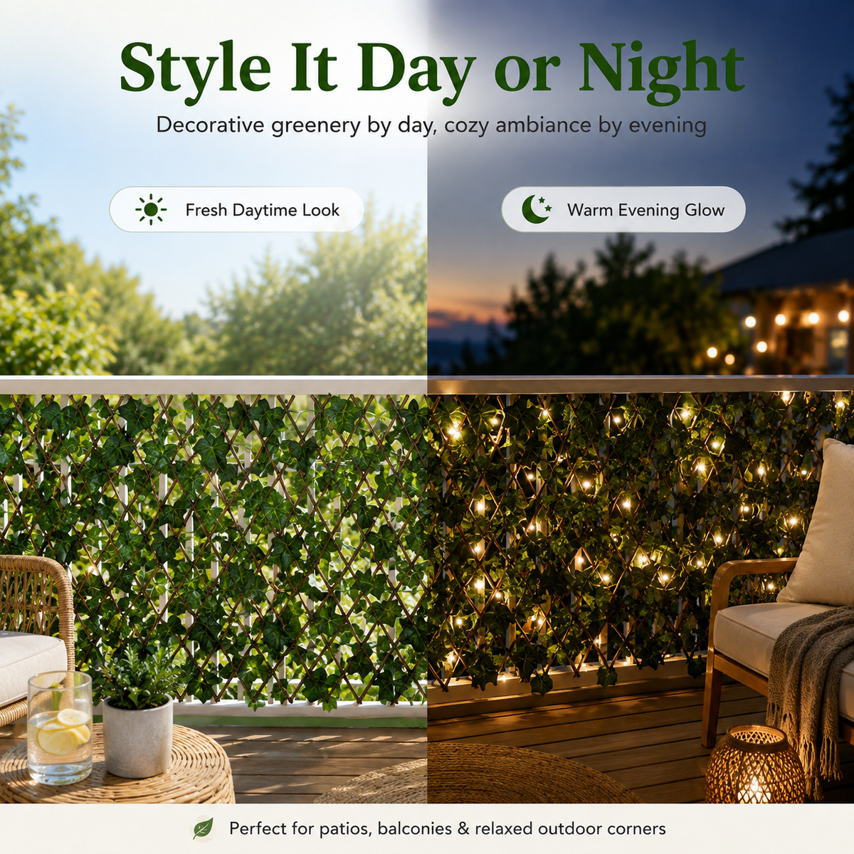 🔥 SPECIAL OFFER |🍃Expandable Ivy Privacy Fence – Retractable Green Lattice Screen for Patio & Garden