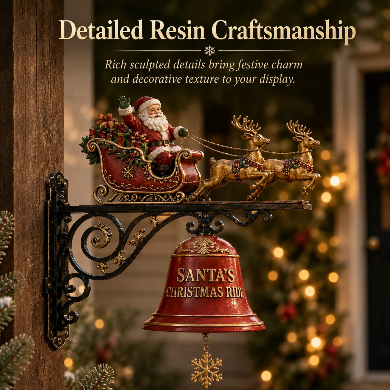 🎅🎄Santa Sleigh with Reindeer & Bell | 3D Christmas Outdoor Decoration