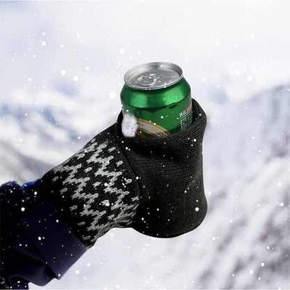 🏆Limited Time Sale 49% OFF⚡❄️Winter Knit Beer Bottle Gloves｜Striped Drink Cooler Sleeve🍻
