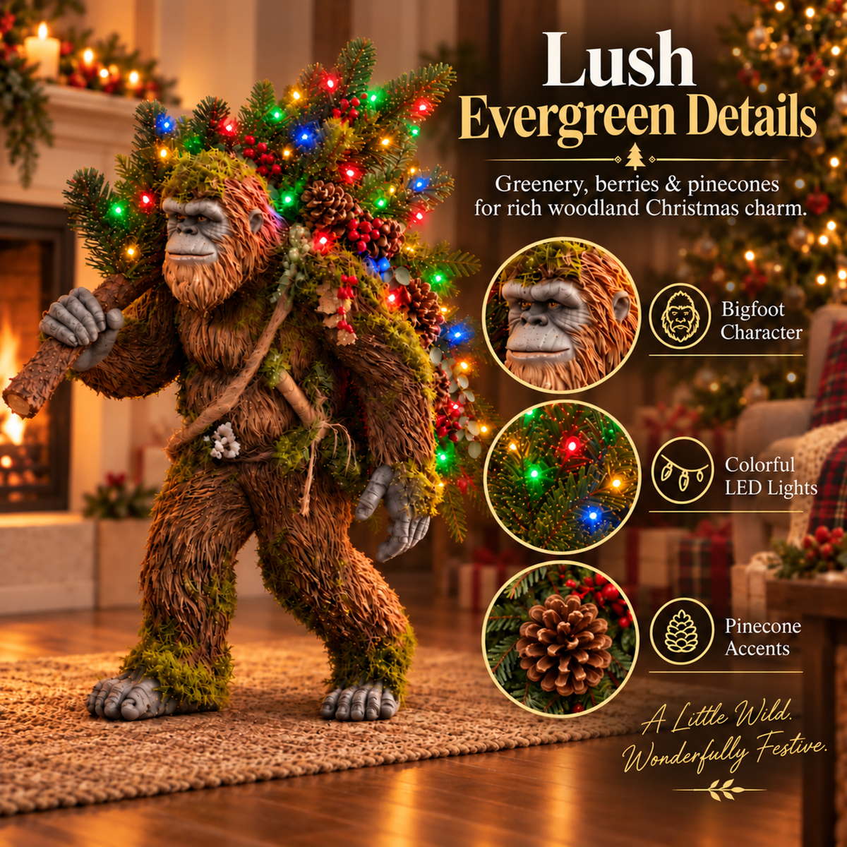 🎄 Woodland Bigfoot – Lighted Christmas Porch Decor 6