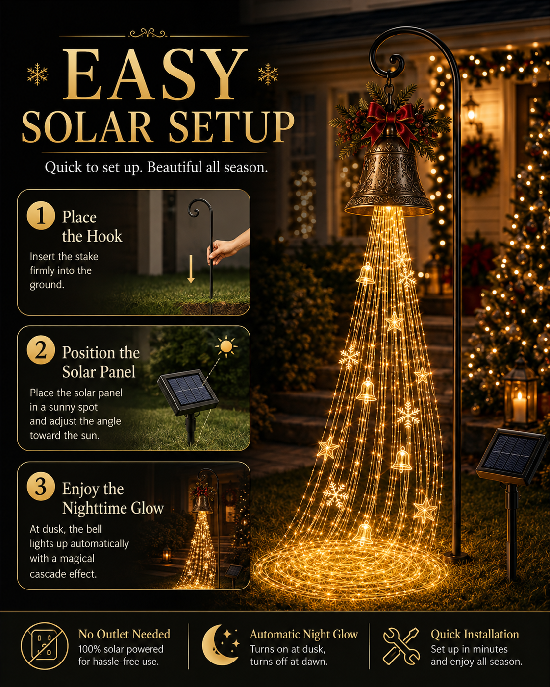 🎄🔥LAST DAY 70% OFF - 🔔Christmas Bell Cascade Solar Yard Light✨