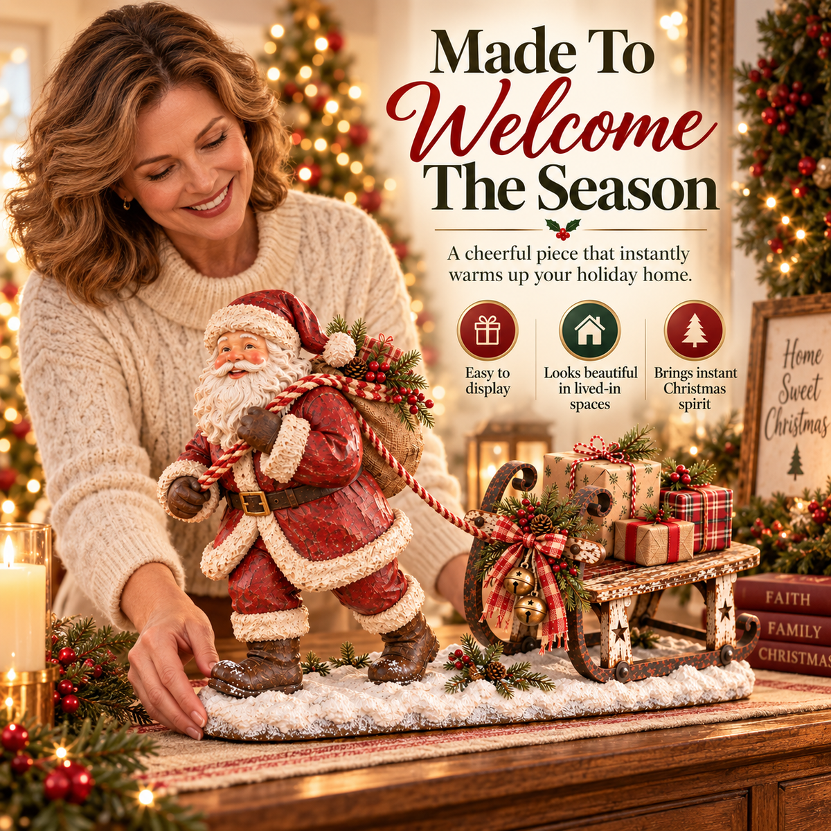 Santa’s Christmas Sleigh Farmhouse Table Decor